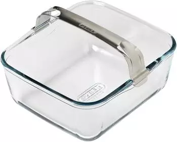 Pyrex Auflaufform für Airfryer, Borosilikatglas, 2L, Edelstahl-Griff (301U300)