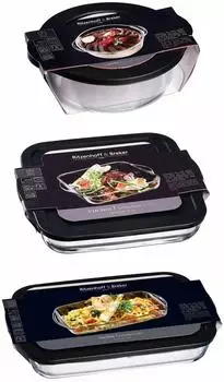 Ritzenhoff & Breker Cucina Auflaufform-Set mit Frischhaltedeckel, Glas, 3-teilig