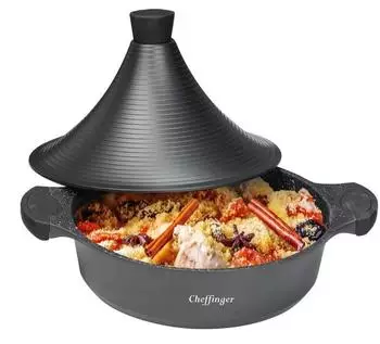 Cheffinger Tajine Aluguss &Oslash;28cm Induktion schwarz (TAJ-28-Schwarz)