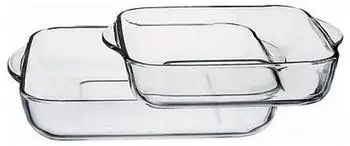 Pasabahce Borcam Auflaufform-Set eckig 2-teilig, Borosilikatglas, 22x22/28x28cm