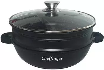 Cheffinger Tajine-Topf 4-in-1 ø28cm schwarz Induktion (CF-TSJ-Schwarz)