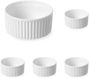 Hendi Auflaufförmchen geriffelt, weiß, Porzellan Ø120x(H)55mm (783177)