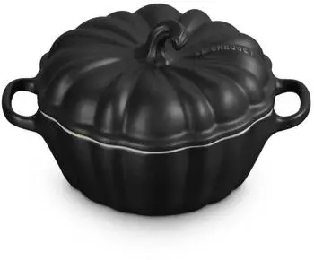 Le Creuset K&uuml;rbisf&ouml;rmchen mit Deckel, Steinzeug, schwarz matt, 350ml