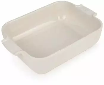 Peugeot Appolia Rechteckige Auflaufform mit Griffen, Keramik, Ecru / Wei&szlig;, 6,2x25,16,8 cm, Fassungsverm&ouml;gen: ca. 1 l, 60084