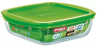 Pyrex Square glass oven plate with lid Cook & Store 20x17 cm Pyrex Square glass oven plate with lid Cook & Store 20x17 cm