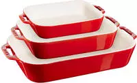 Staub 40508-171-0 Keramik Ofenformenset, 3-tlg rechteckig Kirsch-Rot Keramik