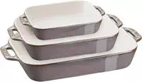 Staub Ceramique Ofenformenset, 3-tlg | Antik-Grau | rechteckig | Keramik