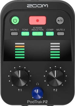 Zoom PodTrak P2 tragbarer Podcast Recorder und USB Audio Interface (10013048)