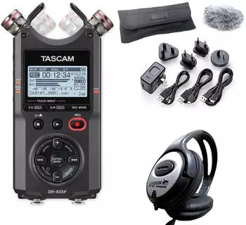 Tascam DR-40XP 4-Kanal Audio-Recorder mit Zubehörset und Kopfhörer (dr40xp-dr11gmk-kh)