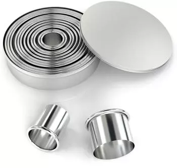 Intirilife Ausstechformen-Set 12-teilig rund mit Aufbewahrungsbox, Edelstahl (IL-100445)
