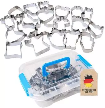 Intirilife Keksausstecher-Set 20-teilig, Edelstahl, mit Aufbewahrungsbox (IL-100595)
