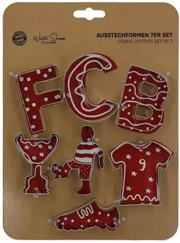 FC Bayern M&uuml;nchen Ausstechformen Weihnachten/Fu&szlig;ball 7-teilig, silber (35357)