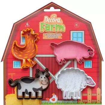 Decora 4er-Set Ausstecher Bauernhoftiere, Kunststoff (255040)