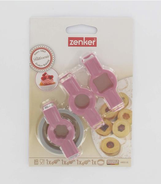 Zenker Linzer-Ausstecher Kunststoff 4tlg, Rose/grau, 4 cm