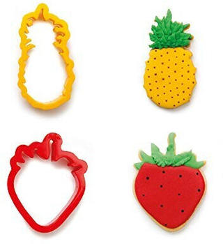 Decora 0255194 Ausstecher aus Kunststoff ANANAS UND ERDBEERE 2-TLG