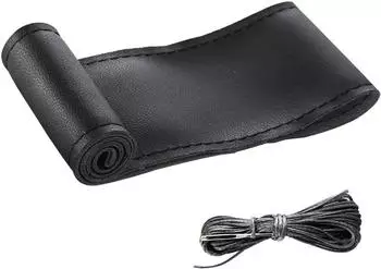 LuxusKollektion Lenkradabdeckung PU-Leder DIY, schwarz, 37-38cm