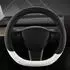 LuxusKollektion Lenkradbezug PU-Leder D-Form schwarz/weiß für Tesla Model 3/Y