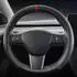 LuxusKollektion Lenkradbezug Carbonfaser Leder, Tesla Model 3/Y, schwarz