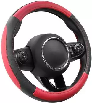 LuxusKollektion Lenkradbezug Mikrofaser, rot/schwarz, Gr&ouml;&szlig;e S (35,5-36cm)