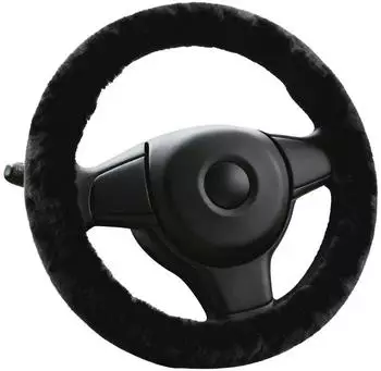 LuxusKollektion Lenkradbezug Lammfell ⌀37-39cm schwarz, rutschfest