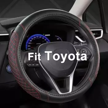 LuxusKollektion Lenkradbezug PU-Leder, diamantgesteppt, schwarz/rot, für Toyota (214412)