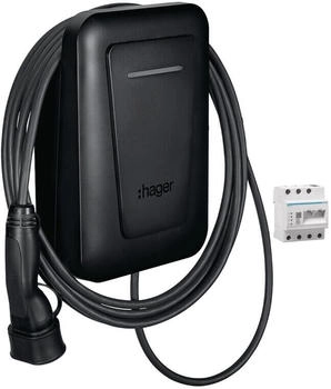 Hager XVL122CFL witty plus Ladestation, Wallbox, 22kW, MID OCPP Typ 2 6,5m, anthrazit