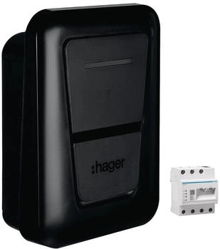 Hager XVL122SFL witty plus Ladestation, Wallbox, 22kW, MID OCPP Typ 2 anthrazit