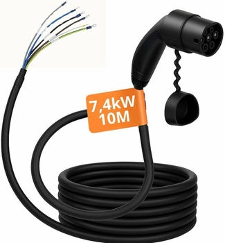 Loady Ladekabel Typ 2 offenes Ende 7.4 kW 1-Phase 32A-CX-CC-T2-0-74-10M Schwarz