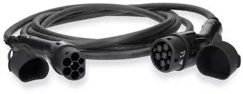Nedis Elektroauto Ladekabel Kabel f&uuml;r Elektrofahrzeuge Cable Type 2 16 A 22000 W 3-Phasen 5.00 m Schwarz Kar (Typ 2 22 kW 16 A 5 m)