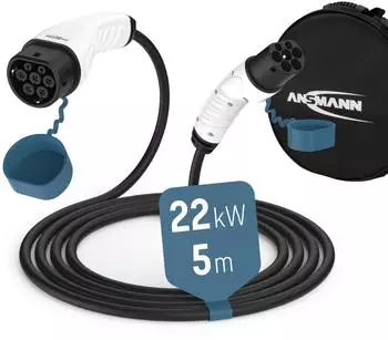 Ansmann Elektroauto Ladekabel 1900-0119 Autoladekabel 22kW Typ2 5m (Typ 2 22 kW 32 A 5 m)