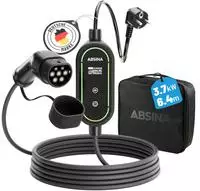Absina Elektroauto-Ladekabel 301019, 6,4 m, Schuko zu Typ 2, mit Ladeger&auml;t, 16...