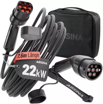 Absina Typ-2-Ladekabel Mode 3, 3-phasig, 22kW, 32A, 7,5m, IP65 (301403)