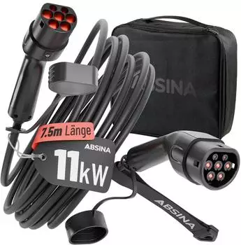 Absina Typ-2-Ladekabel Mode 3, 3-phasig, 11kW, 7,5m, IP65 (301401)