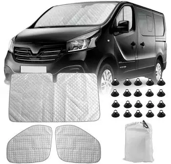 LuxusKollektion Wohnmobil-Sonnenschutz 3-teilig, schwarz, für Renault Trafic / Vivaro / NV300 / Talento