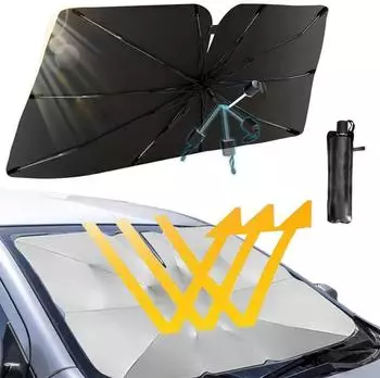 LuxusKollektion Frontscheiben-Sonnenschutz faltbar 130x75cm, 360° Rotation, UPF 50+