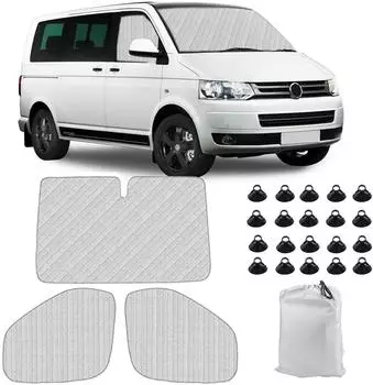 LuxusKollektion Sonnenschutz-Set Frontscheibe & Seitenscheiben f&uuml;r VW T5/T6, 3-teilig