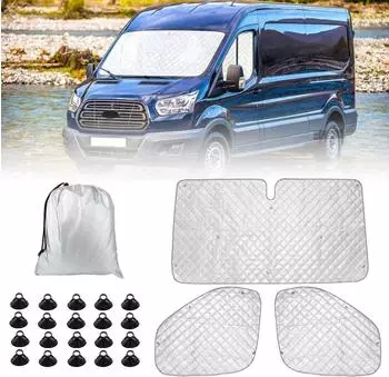 LuxusKollektion Windschutzscheiben-Sonnenschutz 3-teilig f&uuml;r Ford Transit Van MK7 (2006-2013)