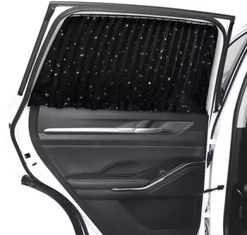 LuxusKollektion Auto-Sonnenschutz Vorhang magnetisch, schwarz mit Sternen, 2 St&uuml;ck