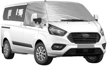 LuxusKollektion Frontscheibenabdeckung f&uuml;r Ford Transit Custom 2012-2022, silber, UV-Schutz, 100% verdunkelnd