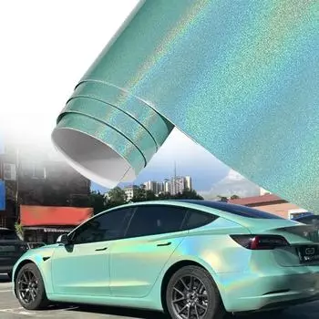 LuxusKollektion Autofolie grün Glitzer Regenbogen-Effekt metallic selbstklebend 75x152cm
