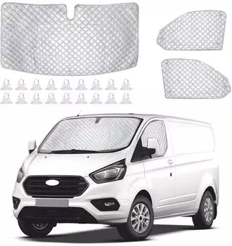 LuxusKollektion Sonnenschutz-Set f&uuml;r Ford Transit Custom 2012-2024, Front- & Seitenscheiben, 3-teilig