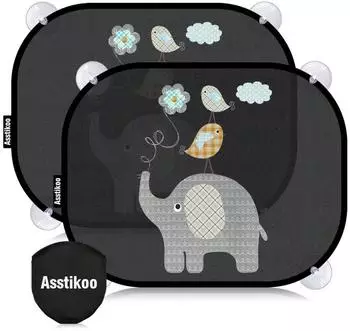 LuxusKollektion Auto-Sonnenschutz Baby UV-Schutz 45x35,5cm Tiermotive, 2er-Set