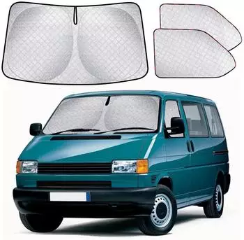 LuxusKollektion Frontscheiben-Sonnenschutz VW T4 3-teilig, silber, UV-Schutz