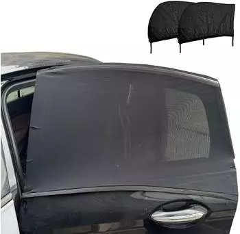 LuxusKollektion Auto-Sonnenschutz Netz, universal, dehnbar, schwarz, 2er-Set