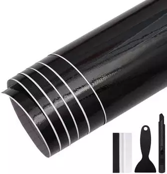 LuxusKollektion Autofolie gl&auml;nzend schwarz, blasenfrei, Luftkan&auml;le, PVC 30x150cm