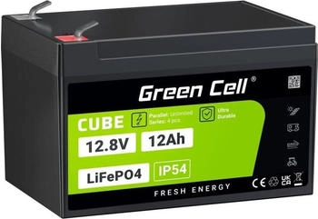 GreenCell Green Cell Akku 12Ah 12.8V 153.6Wh Lithium-Eisen-Phosphat Akku