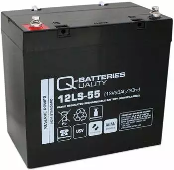 Q-Batteries 12LS-55 / 12V 55Ah Blei Akku Standard-Typ AGM VRLA 10 Jahres Typ