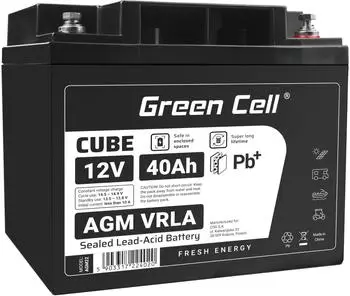 GreenCell AGM CUBE Batterie 12V 40Ah VRLA IP54 (AGM12V40AH-J)
