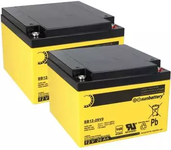 SUN Battery Ersatzakku f&uuml;r Brandmeldezentrale FC2020-AA, 2x AGM 12V 26Ah, VdS (20833)