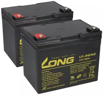Long U1-36NE Ersatzakku 2x 12V (24V) 36Ah AGM f&uuml;r Cascare/Casamobil CM2-4, CM4-4 (3665)